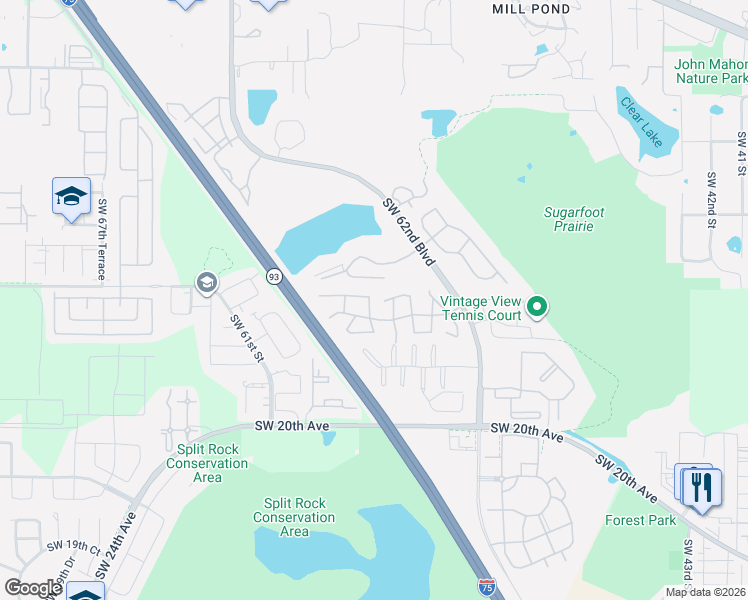map of restaurants, bars, coffee shops, grocery stores, and more near 819 Southwest 57 Terrace in Gainesville