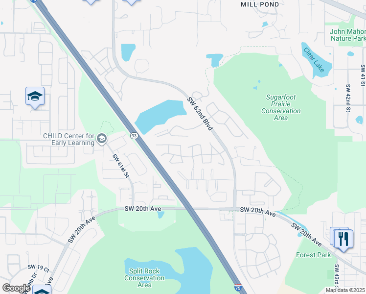 map of restaurants, bars, coffee shops, grocery stores, and more near 819 Southwest 57 Terrace in Gainesville