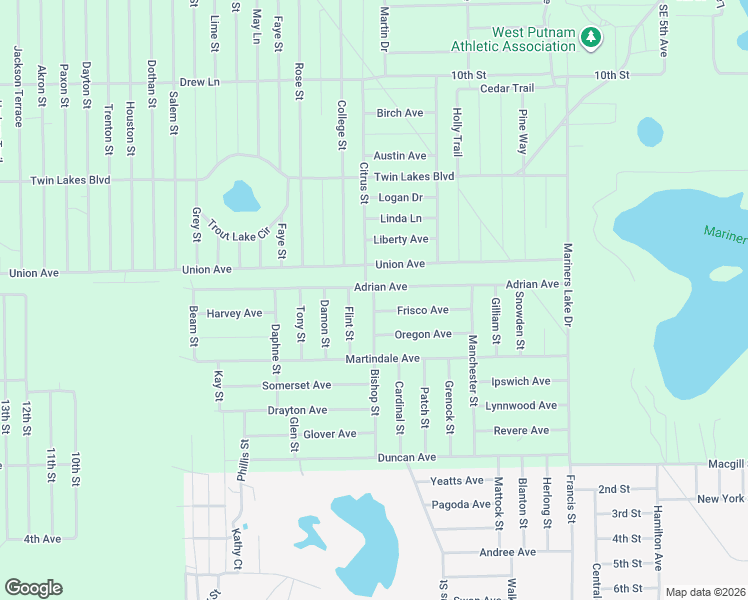 map of restaurants, bars, coffee shops, grocery stores, and more near 157 Adrian Avenue in Interlachen