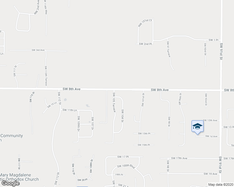 map of restaurants, bars, coffee shops, grocery stores, and more near 10424 Southwest 8 Lane in Gainesville