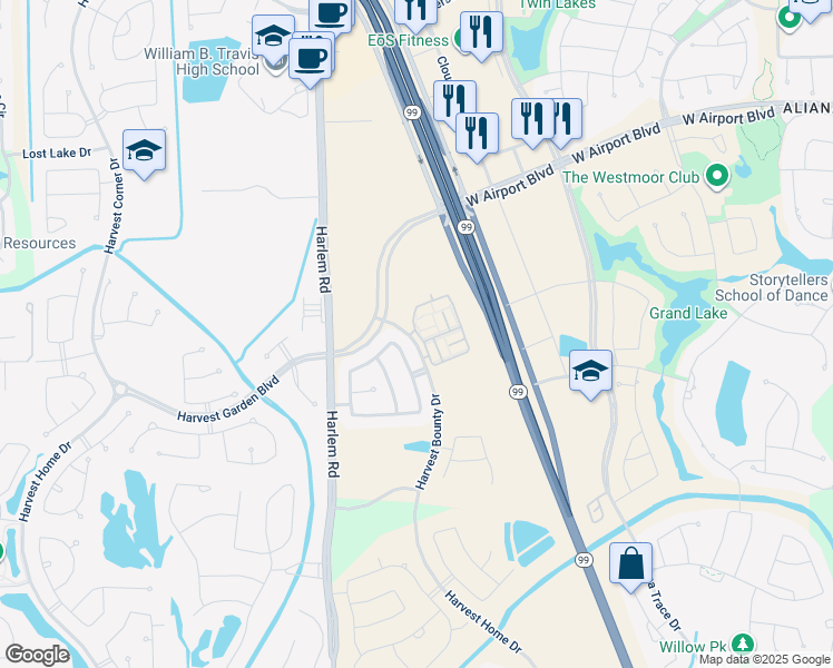 map of restaurants, bars, coffee shops, grocery stores, and more near West Airport Boulevard in Richmond
