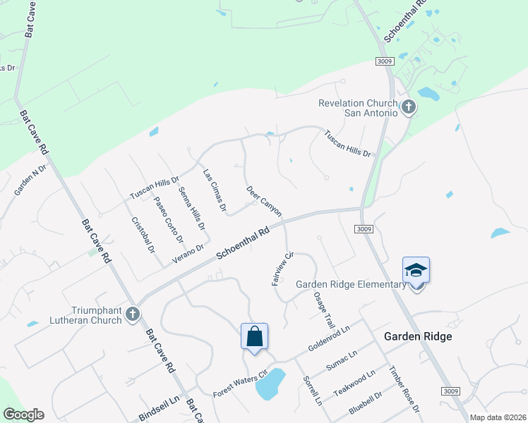 map of restaurants, bars, coffee shops, grocery stores, and more near 21911 Deer Canyon in Garden Ridge