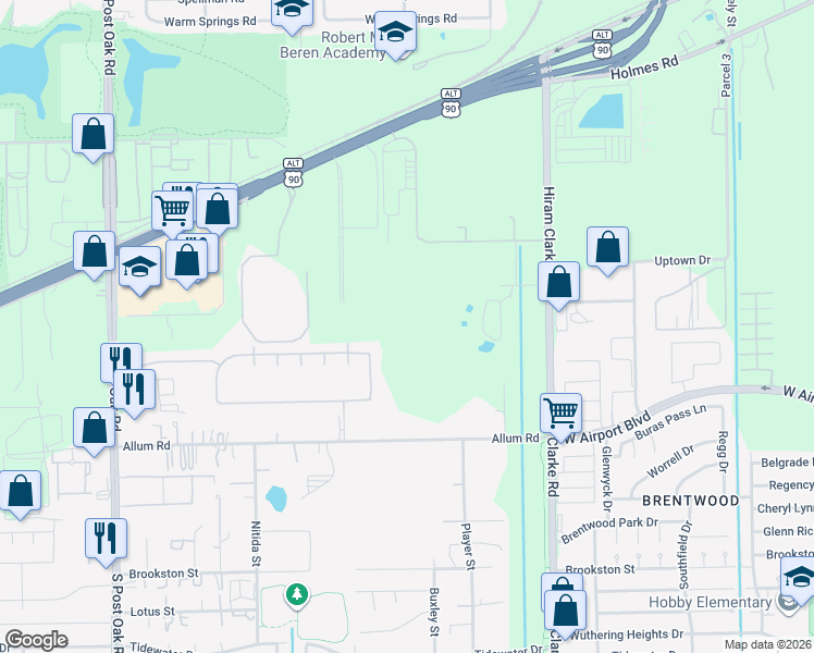 map of restaurants, bars, coffee shops, grocery stores, and more near 12603 Paso Del Flores Drive in Houston