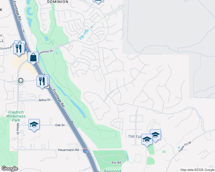 map of restaurants, bars, coffee shops, grocery stores, and more near 7 Kings Heath in San Antonio