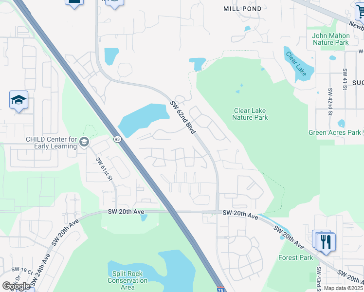 map of restaurants, bars, coffee shops, grocery stores, and more near 5518 Southwest 8th Place in Gainesville