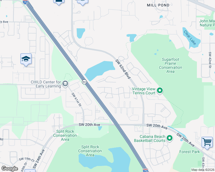 map of restaurants, bars, coffee shops, grocery stores, and more near 5742 Southwest 8th Place in Gainesville