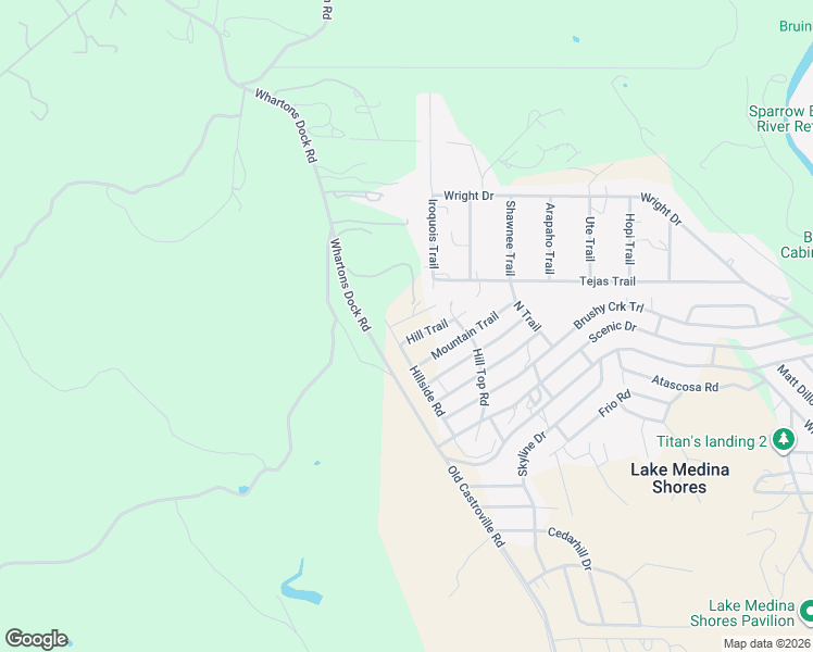 map of restaurants, bars, coffee shops, grocery stores, and more near 361 Hillside Road in Bandera