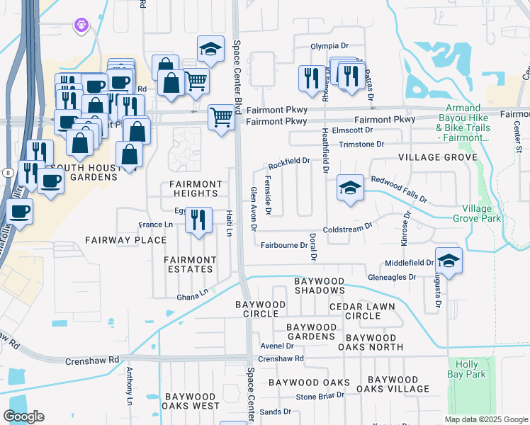 map of restaurants, bars, coffee shops, grocery stores, and more near 4318 Fernside Drive in Pasadena