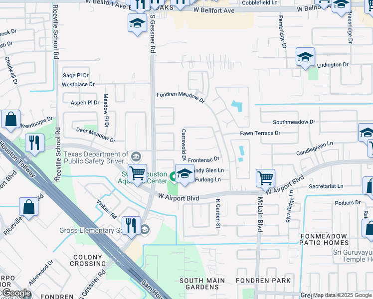 map of restaurants, bars, coffee shops, grocery stores, and more near in Houston