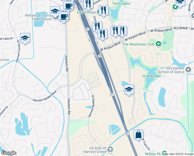 map of restaurants, bars, coffee shops, grocery stores, and more near West Airport Boulevard in Richmond