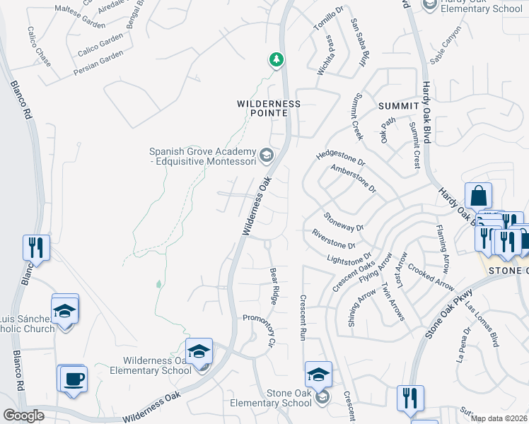 map of restaurants, bars, coffee shops, grocery stores, and more near 635 Rexton Lane in San Antonio