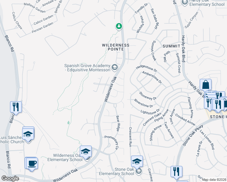 map of restaurants, bars, coffee shops, grocery stores, and more near 635 Rexton Lane in San Antonio