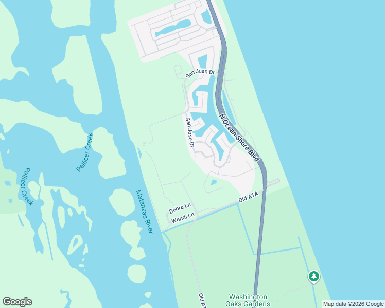 map of restaurants, bars, coffee shops, grocery stores, and more near 3 San Jose Drive in Palm Coast