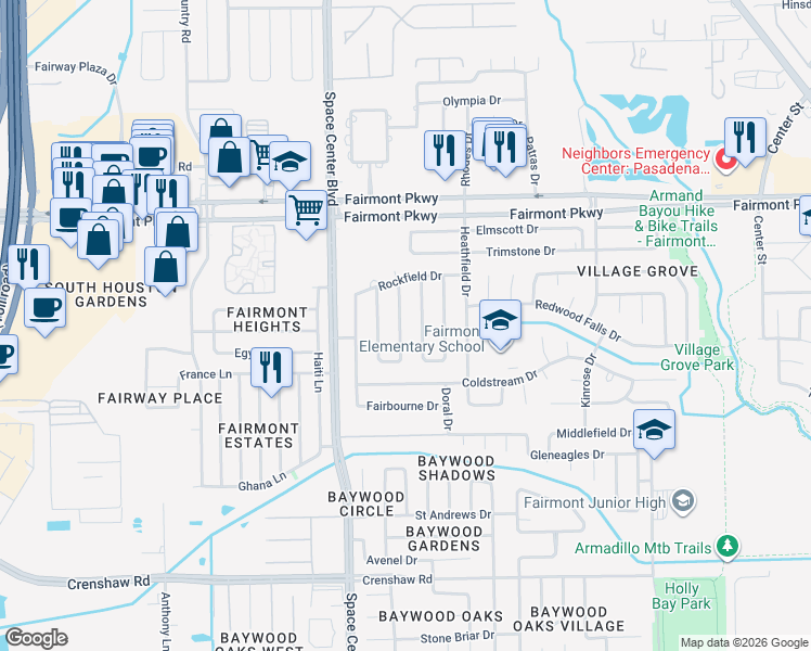 map of restaurants, bars, coffee shops, grocery stores, and more near 4235 Woodhampton Drive in Pasadena