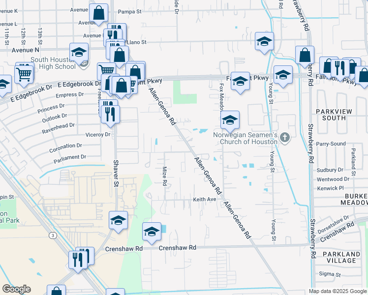 map of restaurants, bars, coffee shops, grocery stores, and more near 4230 Allen-Genoa Road in Pasadena
