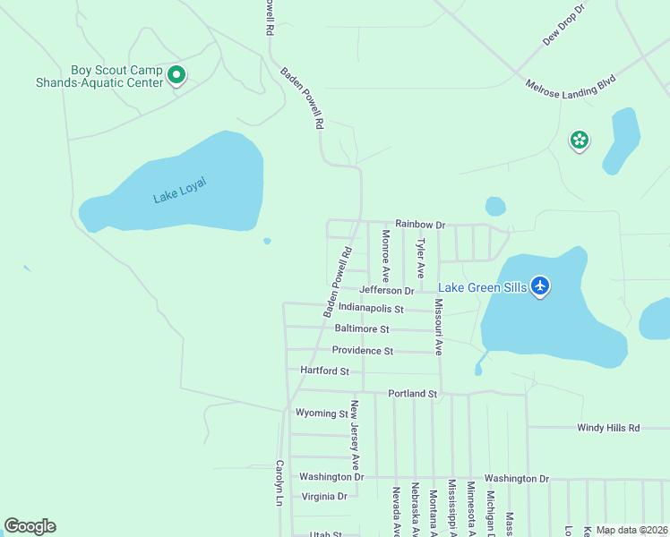 map of restaurants, bars, coffee shops, grocery stores, and more near 1213 Baden Powell Road in Hawthorne