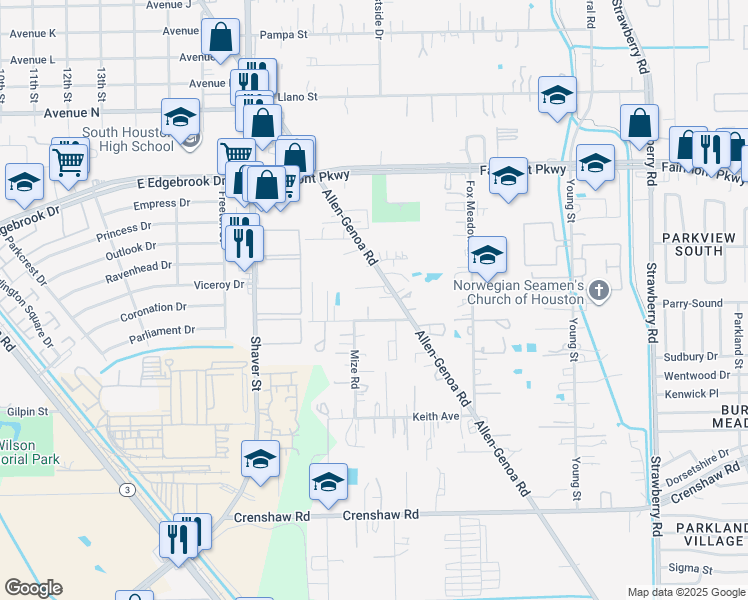 map of restaurants, bars, coffee shops, grocery stores, and more near 4230 Allen-Genoa Road in Pasadena