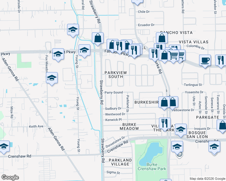 map of restaurants, bars, coffee shops, grocery stores, and more near 4207 White River Drive in Pasadena