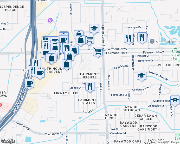 map of restaurants, bars, coffee shops, grocery stores, and more near 6060 Fairmont Parkway in Pasadena