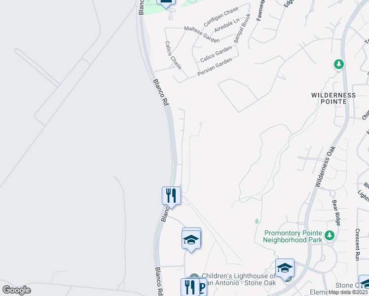 map of restaurants, bars, coffee shops, grocery stores, and more near 22102 Goldcrest Run in San Antonio