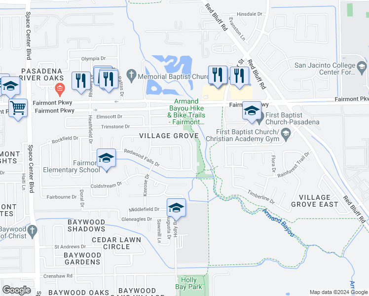 map of restaurants, bars, coffee shops, grocery stores, and more near 4207 Royal Manor Drive in Pasadena