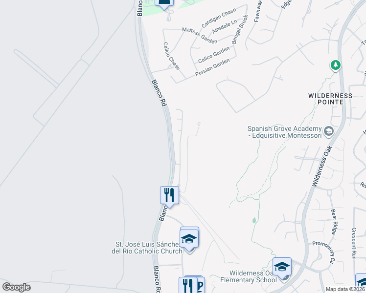 map of restaurants, bars, coffee shops, grocery stores, and more near 22102 Goldcrest Run in San Antonio