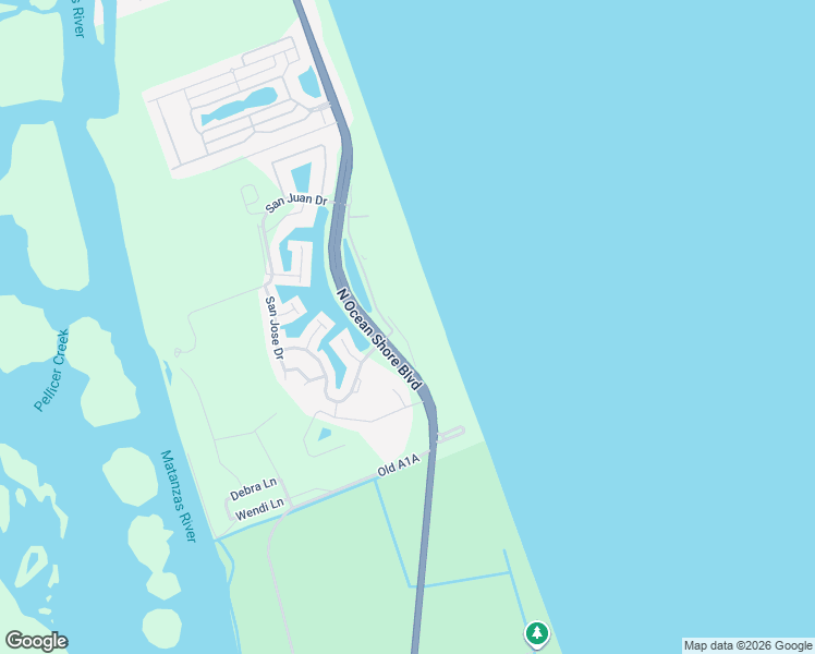 map of restaurants, bars, coffee shops, grocery stores, and more near 60 Surfview Drive in Palm Coast