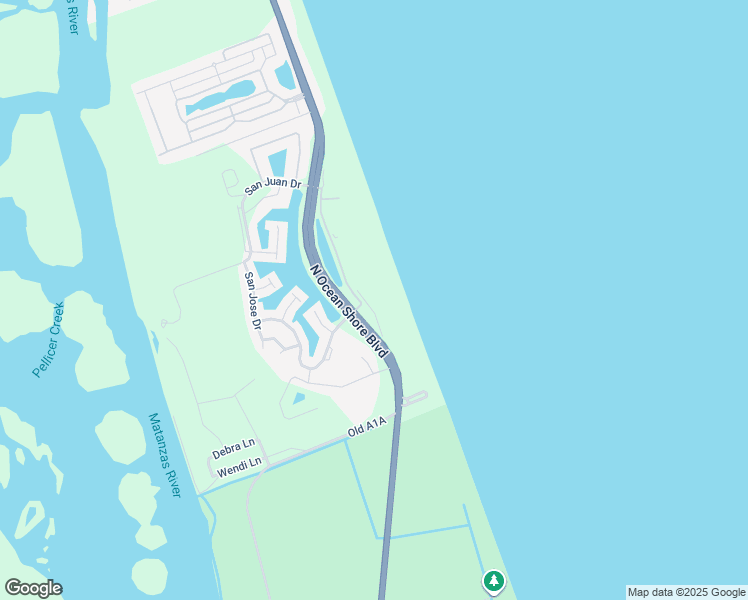 map of restaurants, bars, coffee shops, grocery stores, and more near 60 Surfview Drive in Palm Coast