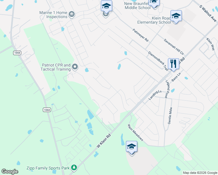 map of restaurants, bars, coffee shops, grocery stores, and more near Unnamed Road in New Braunfels