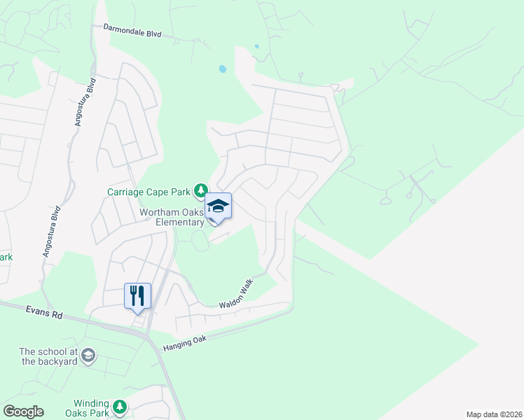 map of restaurants, bars, coffee shops, grocery stores, and more near 5948 Akin Run in San Antonio