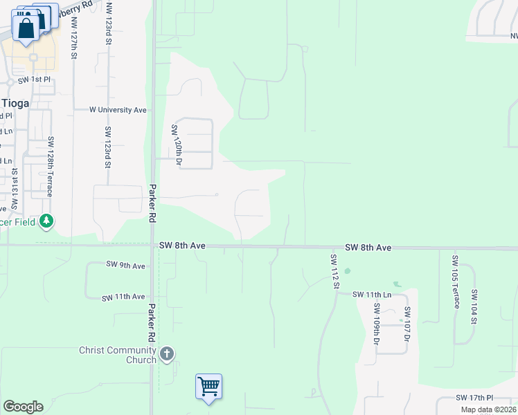 map of restaurants, bars, coffee shops, grocery stores, and more near 11606 Southwest 6th Lane in Gainesville