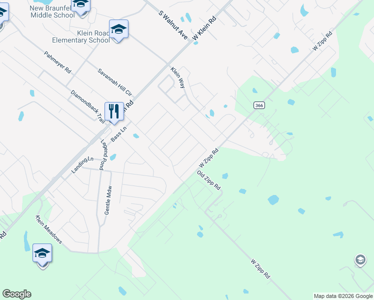 map of restaurants, bars, coffee shops, grocery stores, and more near 724 Red Barn Bend in New Braunfels