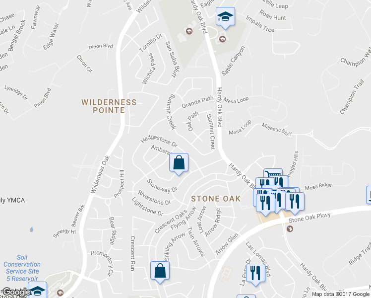 map of restaurants, bars, coffee shops, grocery stores, and more near 1122 Hedgestone Drive in San Antonio