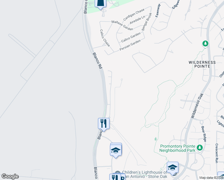 map of restaurants, bars, coffee shops, grocery stores, and more near 22102 Goldcrest Run in San Antonio