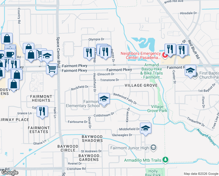 map of restaurants, bars, coffee shops, grocery stores, and more near 4215 Heather Park Drive in Pasadena