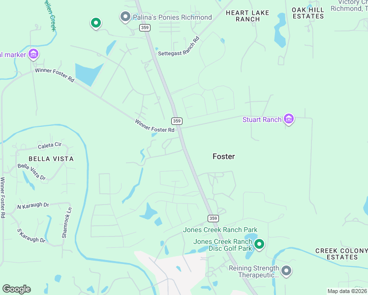 map of restaurants, bars, coffee shops, grocery stores, and more near 8124 Farm to Market 359 in Richmond
