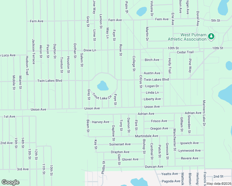 map of restaurants, bars, coffee shops, grocery stores, and more near 121 Rose Street in Interlachen