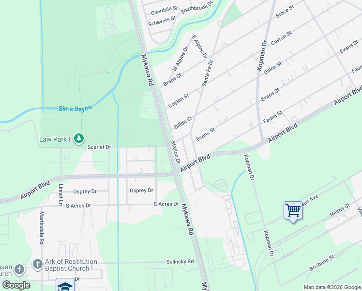map of restaurants, bars, coffee shops, grocery stores, and more near 7422 Allsup Street in Houston