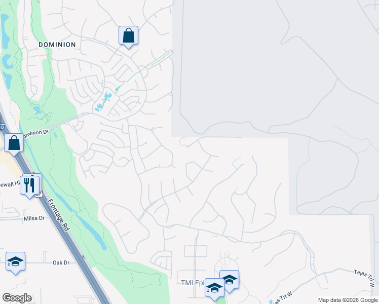 map of restaurants, bars, coffee shops, grocery stores, and more near 23 Queens Heath in San Antonio