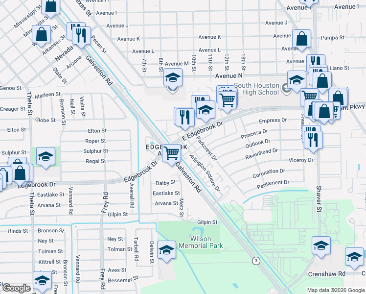 map of restaurants, bars, coffee shops, grocery stores, and more near 3908 Arlington Square Drive in Houston