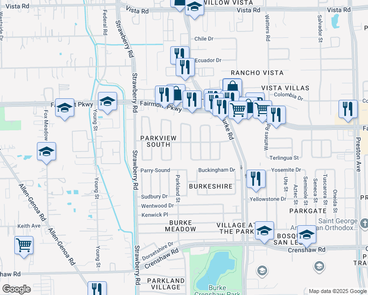 map of restaurants, bars, coffee shops, grocery stores, and more near 4018 Thistledown Drive in Pasadena