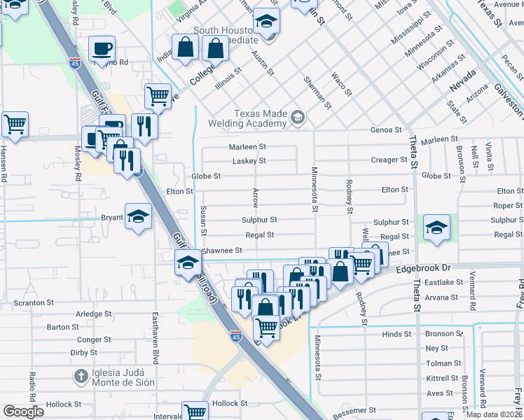 map of restaurants, bars, coffee shops, grocery stores, and more near 1231 Roper Street in Houston