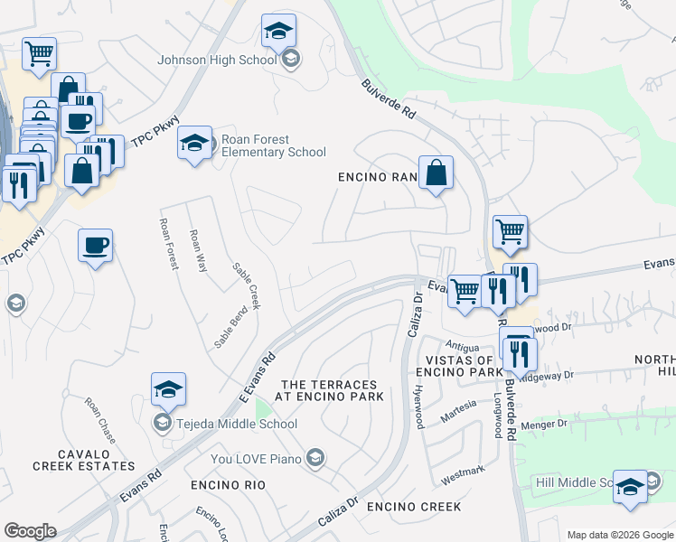 map of restaurants, bars, coffee shops, grocery stores, and more near 3331 Roan Valley in San Antonio