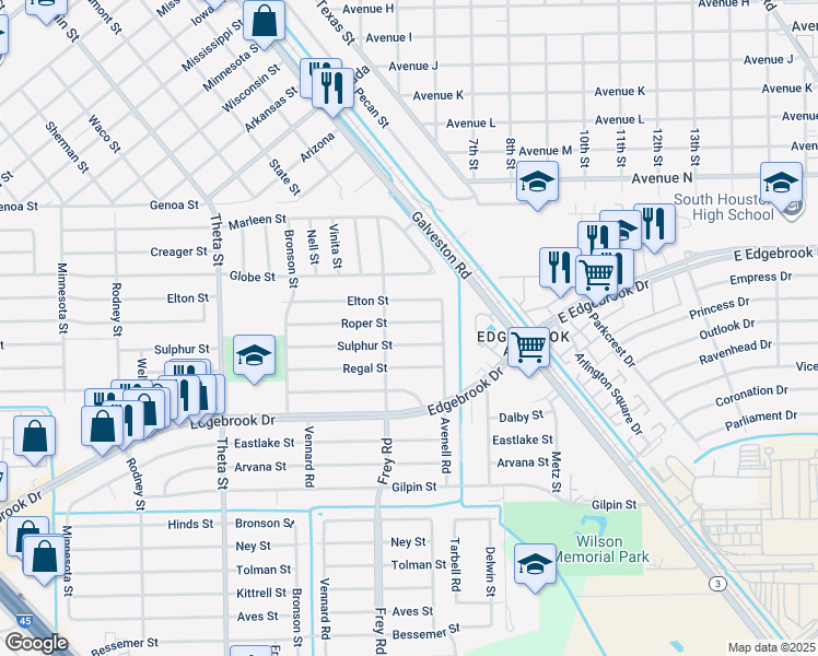 map of restaurants, bars, coffee shops, grocery stores, and more near 526 Roper Street in Houston