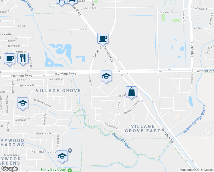 map of restaurants, bars, coffee shops, grocery stores, and more near 7500 Fairmont Parkway in Pasadena