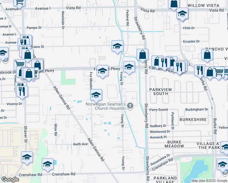 map of restaurants, bars, coffee shops, grocery stores, and more near 4102 Young Street in Pasadena
