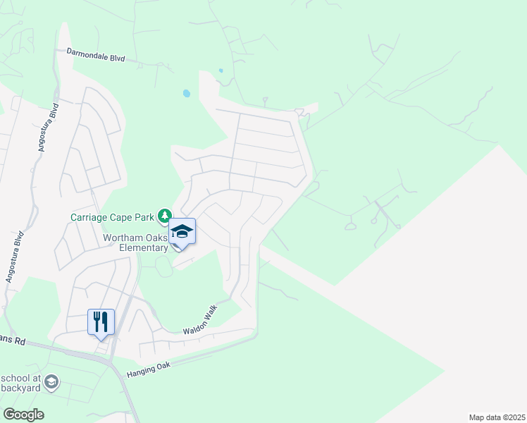 map of restaurants, bars, coffee shops, grocery stores, and more near 22235 Waldon Vale in San Antonio