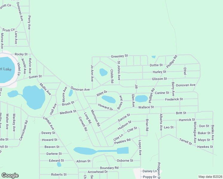 map of restaurants, bars, coffee shops, grocery stores, and more near 134 Riley Drive in Interlachen