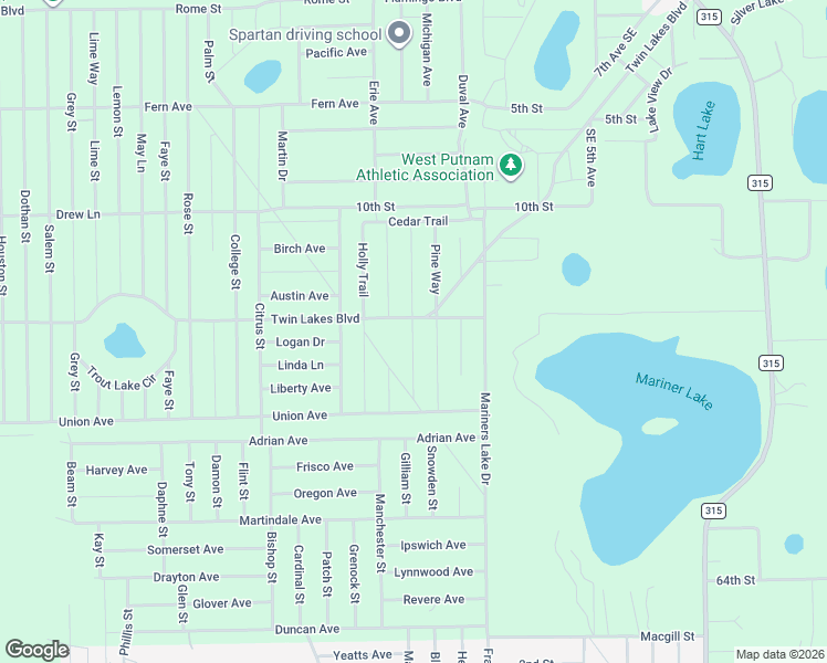 map of restaurants, bars, coffee shops, grocery stores, and more near Bay Street in Interlachen