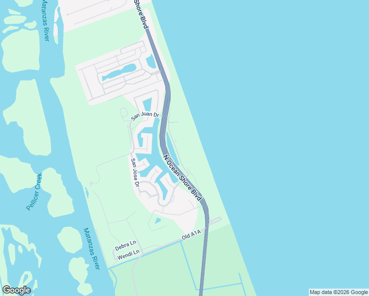 map of restaurants, bars, coffee shops, grocery stores, and more near 80 Surfview Drive in Palm Coast